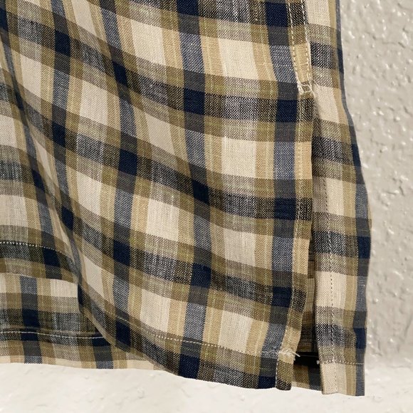 Luciano Barbera 100% Linen S/S Button Shirt Multicolor Plaid Men's Size S - Picture 7 of 10